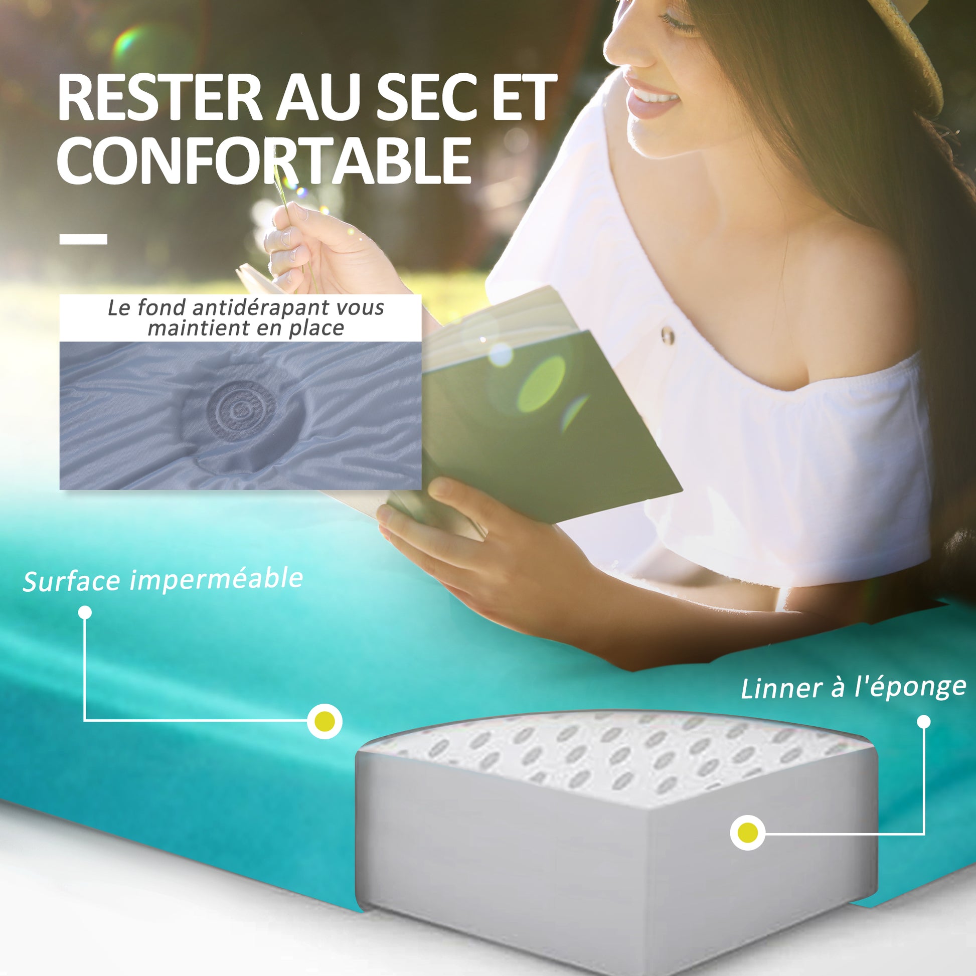 Camping Mattress for 2 People with Pillow and Carry Bag - Ultra-Light - Waterproof Sleeping Pad for Camping, Travel, Hiking