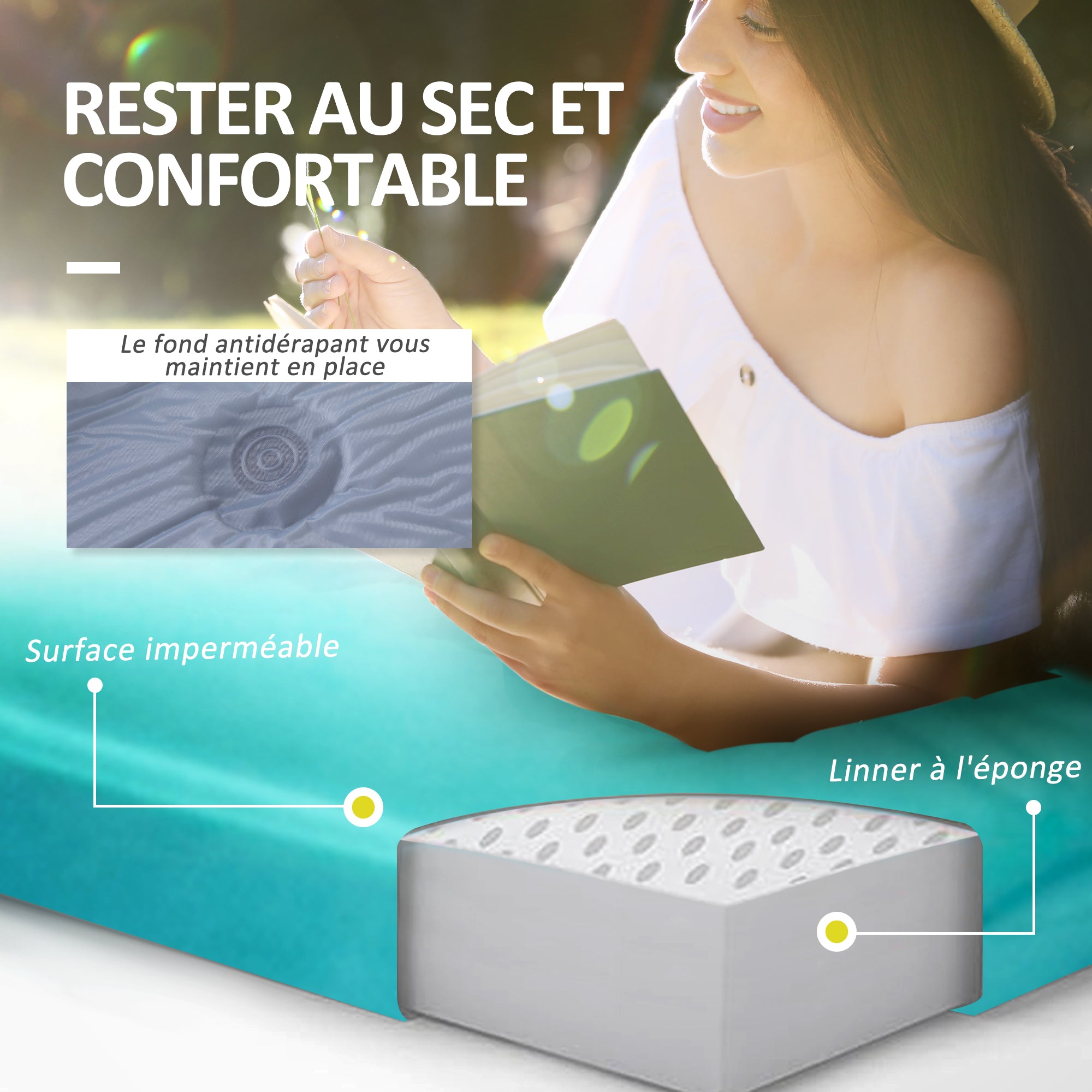 Camping Mattress for 2 People with Pillow and Carry Bag - Ultra-Light - Waterproof Sleeping Pad for Camping, Travel, Hiking