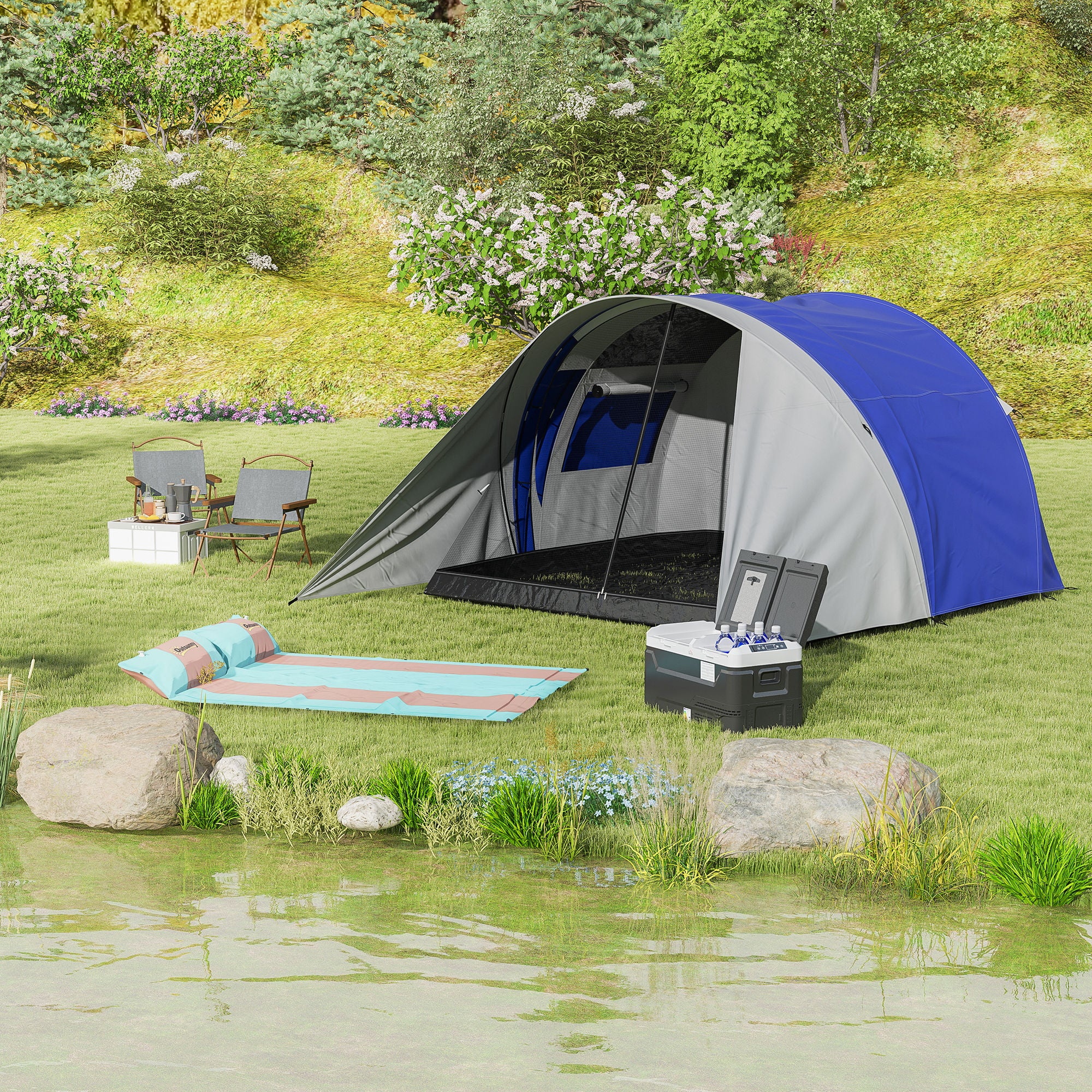Camping Mattress for 2 People with Pillow and Carry Bag - Ultra-Light - Waterproof Sleeping Pad for Camping, Travel, Hiking