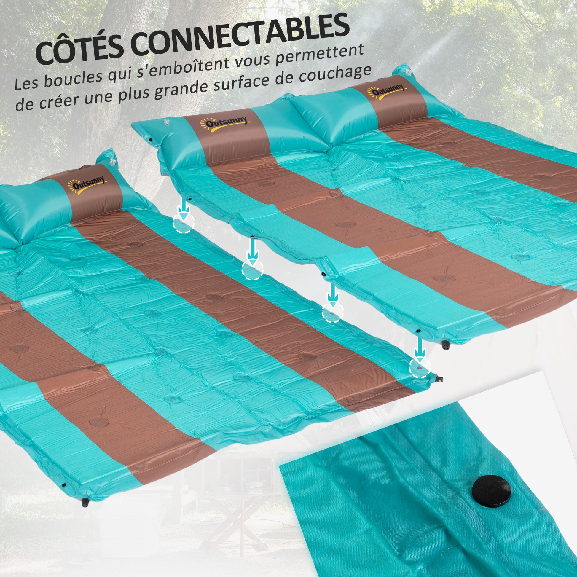 Camping Mattress for 2 People with Pillow and Carry Bag - Ultra-Light - Waterproof Sleeping Pad for Camping, Travel, Hiking