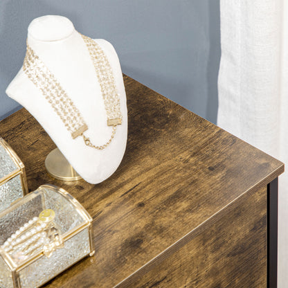 Fabric Chest of Drawers Storage Cabinet with 6 Drawers, Shelving Unit with Steel Frame Cupboard for Bedroom, Living Room Rustic Brown