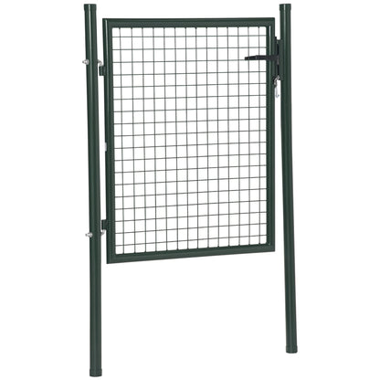 Steel Garden Gate with Lock Handle and 3 Keys Fence Door Barrier for Outdoor Patio Terrace 97x150 cm Green