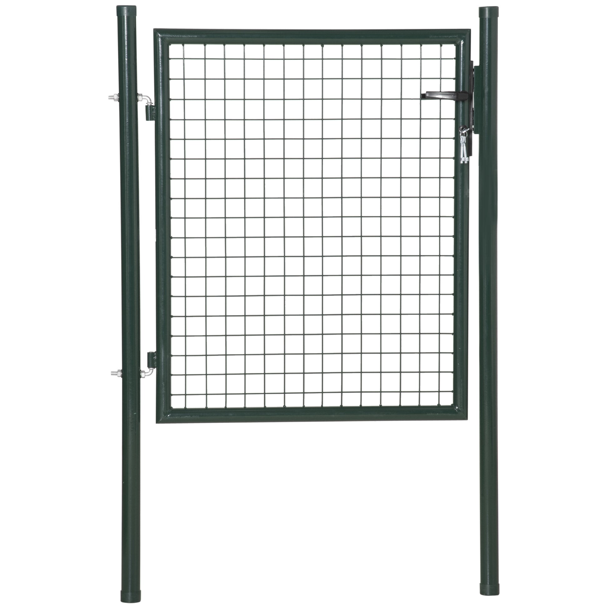 Steel Garden Gate with Lock Handle and 3 Keys Fence Door Barrier for Outdoor Patio Terrace 97x150 cm Green