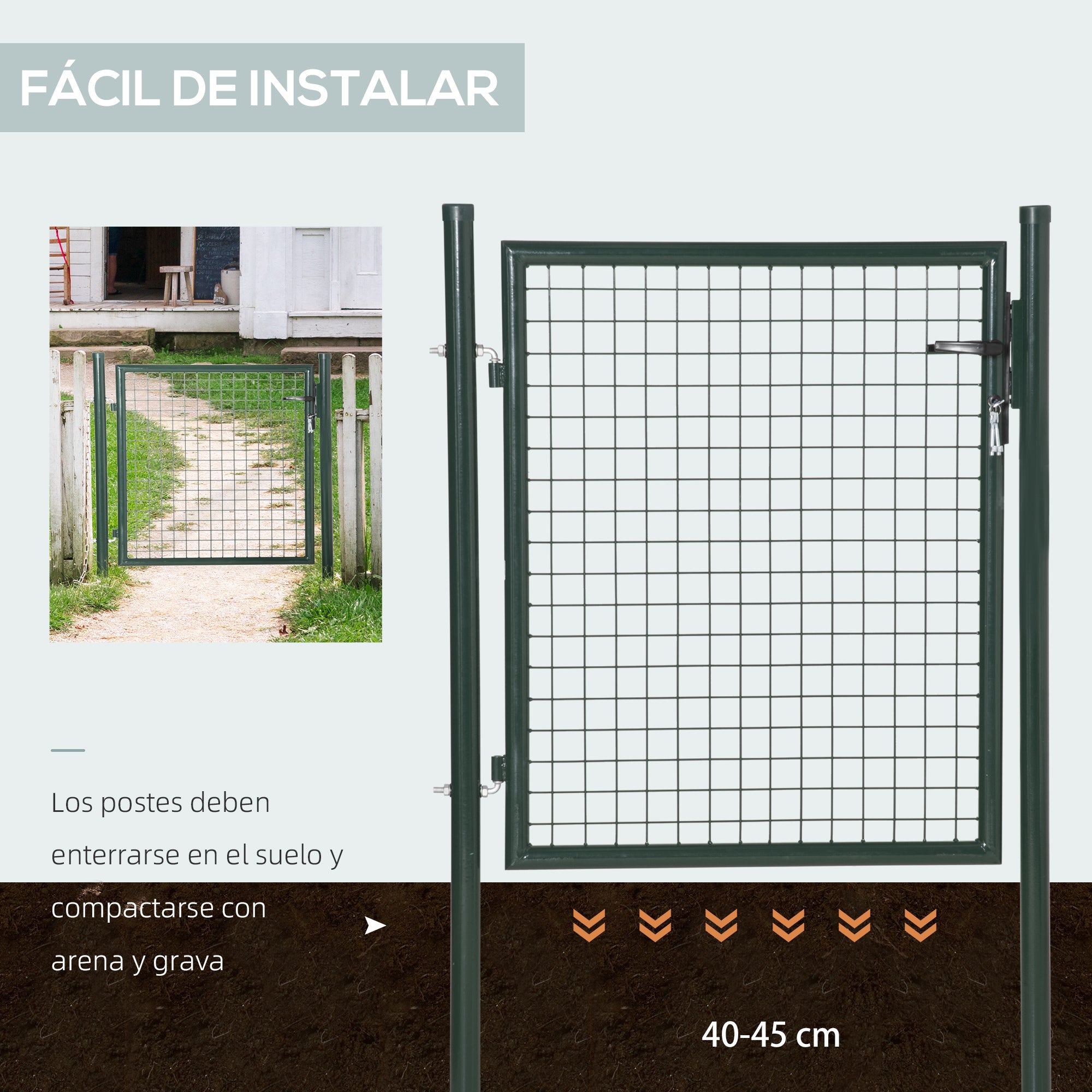 Steel Garden Gate with Lock Handle and 3 Keys Fence Door Barrier for Outdoor Patio Terrace 97x150 cm Green