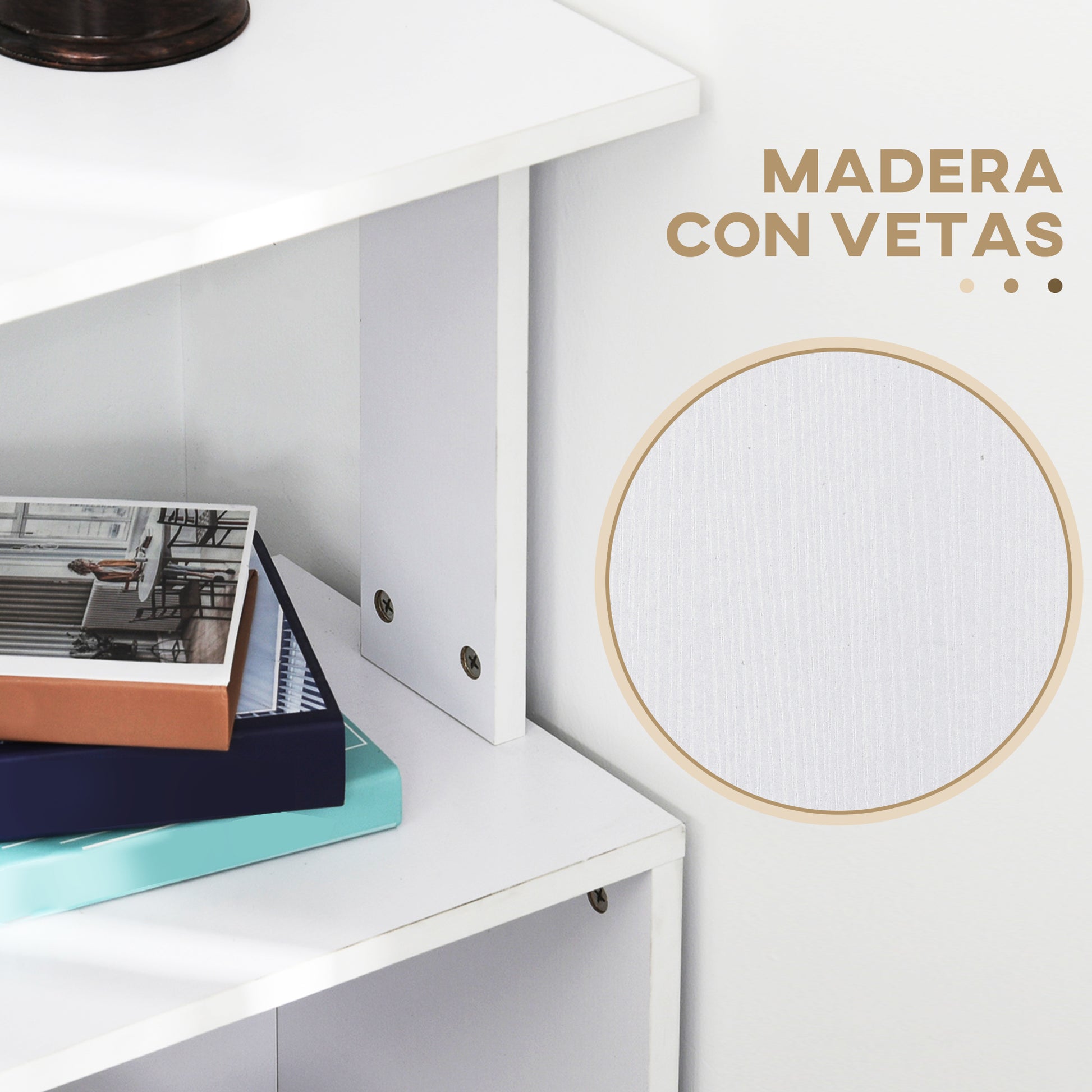Rotating Corner Desk L-Shaped Desk with Shelf Desk with Shelves for Office Study 120x110x74.5 cm White
