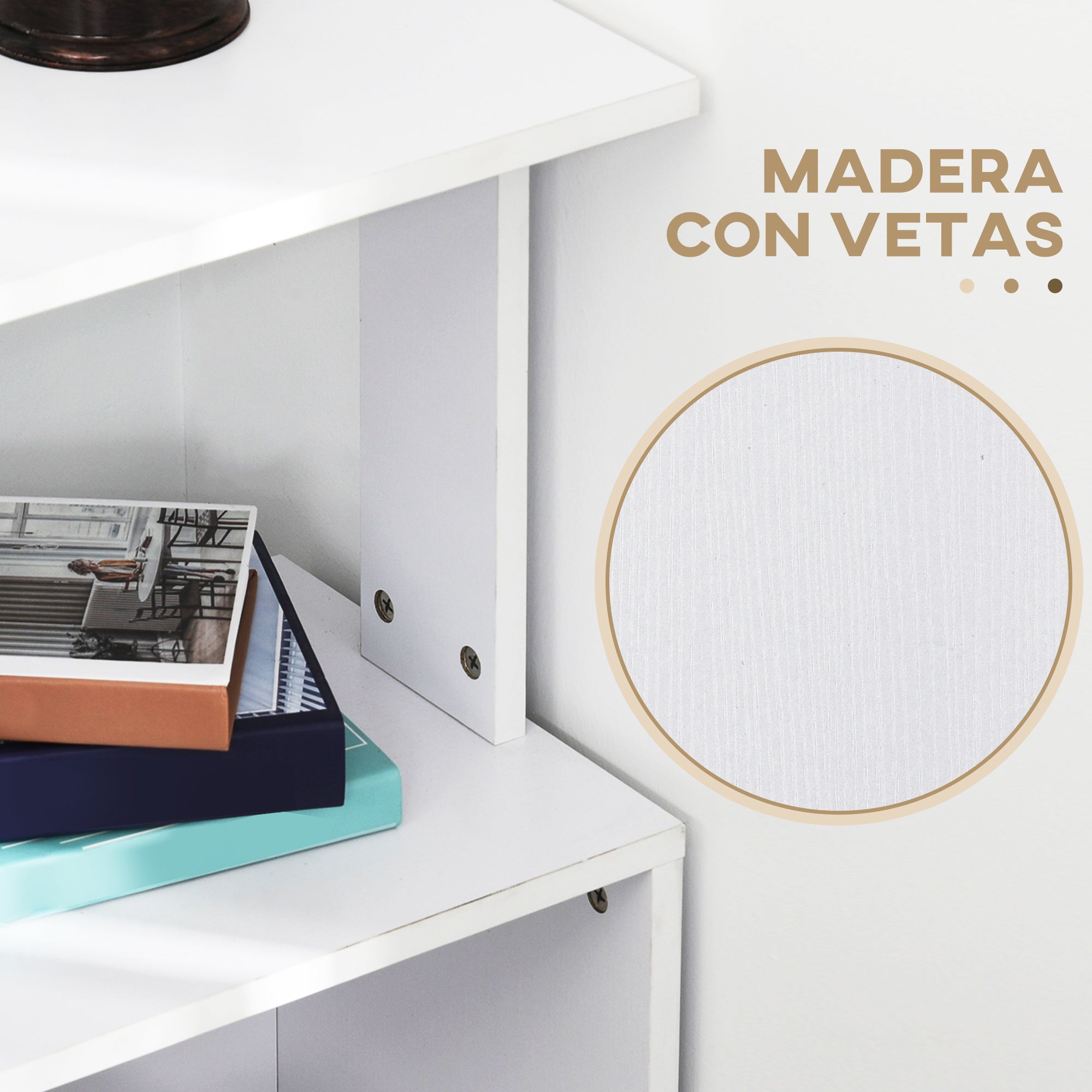 Rotating Corner Desk L-Shaped Desk with Shelf Desk with Shelves for Office Study 120x110x74.5 cm White