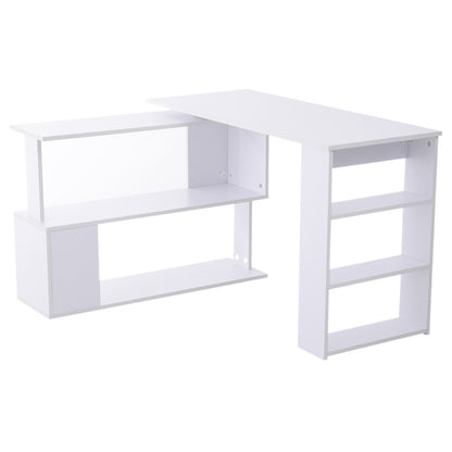 Rotating Corner Desk L-Shaped Desk with Shelf Desk with Shelves for Office Study 120x110x74.5 cm White