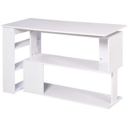 Rotating Corner Desk L-Shaped Desk with Shelf Desk with Shelves for Office Study 120x110x74.5 cm White