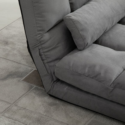 Folding Floor Sofa Bed with 7 Reclining Levels and Cushions, Modern Sofa for TV, Games, Reading, Yoga, Office, 130x73x60 cm, Light Gray