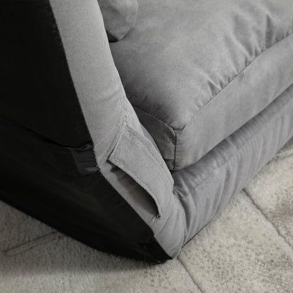 Folding Floor Sofa Bed with 7 Reclining Levels and Cushions, Modern Sofa for TV, Games, Reading, Yoga, Office, 130x73x60 cm, Light Gray