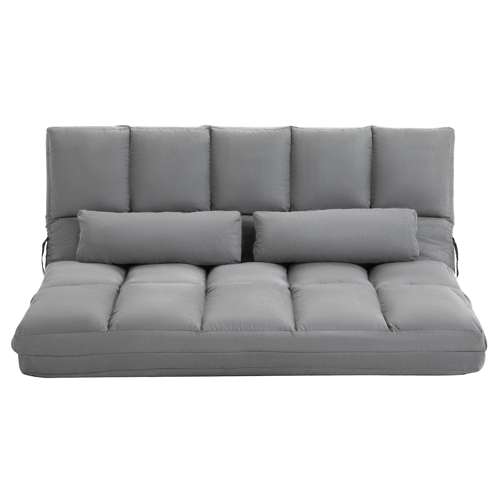Folding Floor Sofa Bed with 7 Reclining Levels and Cushions, Modern Sofa for TV, Games, Reading, Yoga, Office, 130x73x60 cm, Light Gray