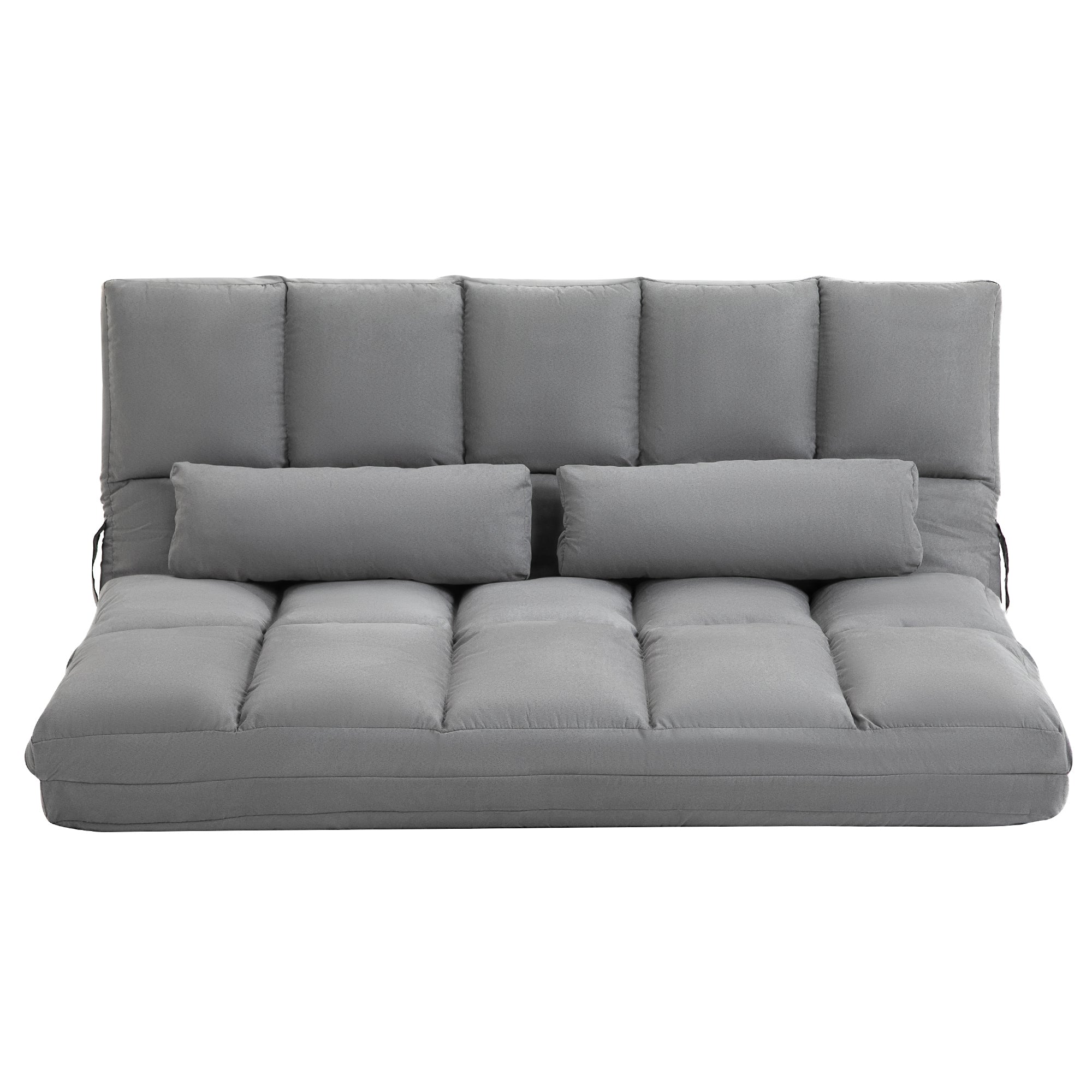 Folding Floor Sofa Bed with 7 Reclining Levels and Cushions, Modern Sofa for TV, Games, Reading, Yoga, Office, 130x73x60 cm, Light Gray