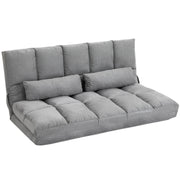Folding Floor Sofa Bed with 7 Reclining Levels and Cushions, Modern Sofa for TV, Games, Reading, Yoga, Office, 130x73x60 cm, Light Gray