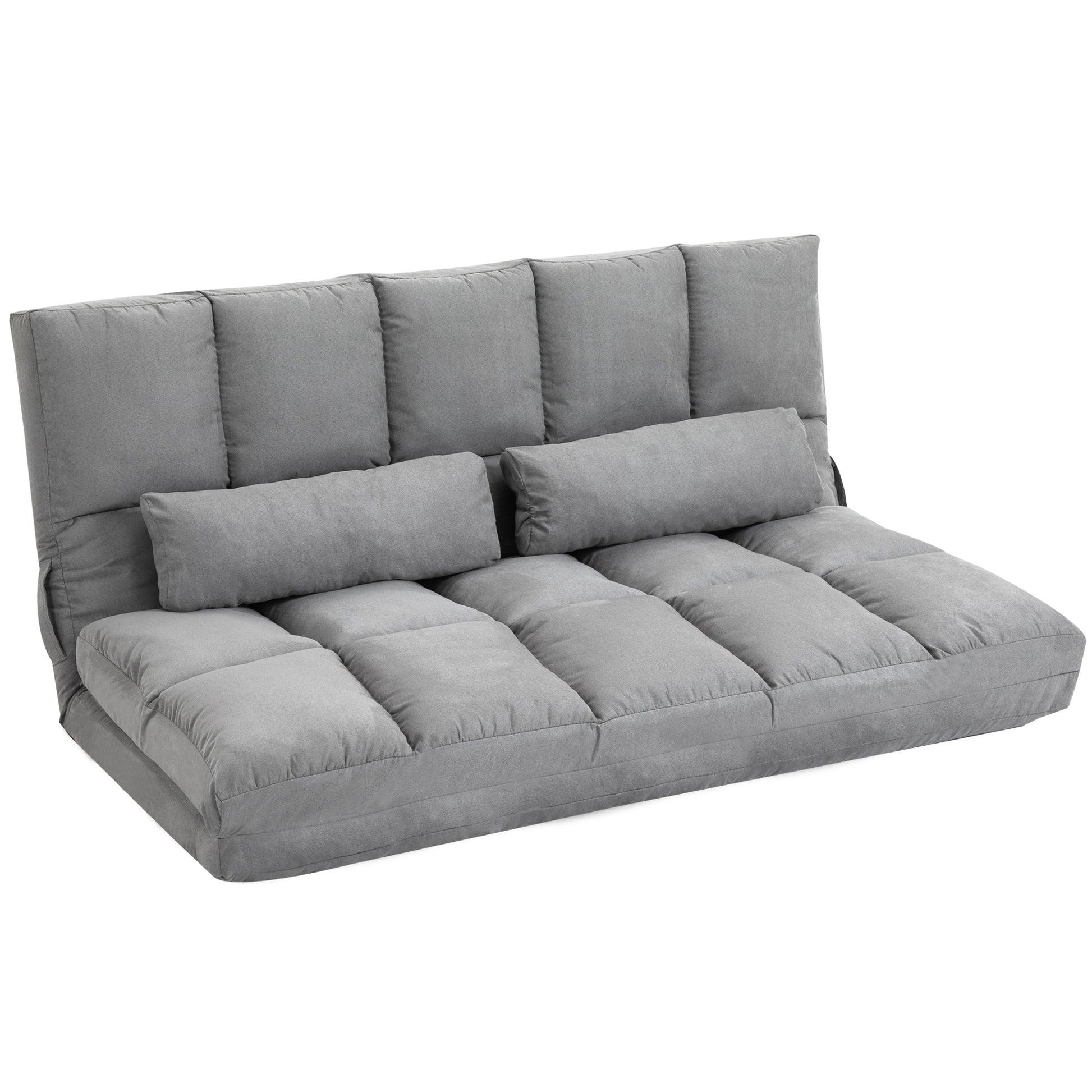 Folding Floor Sofa Bed with 7 Reclining Levels and Cushions, Modern Sofa for TV, Games, Reading, Yoga, Office, 130x73x60 cm, Light Gray