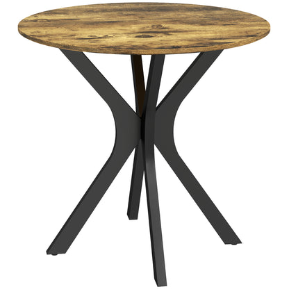 Dining Table 78 x 78 cm Round Kitchen Table for 2 People Dining Table with Spider Steel Frame Coffee Table for Kitchen, Dining Room, and Living Room Rustic Brown