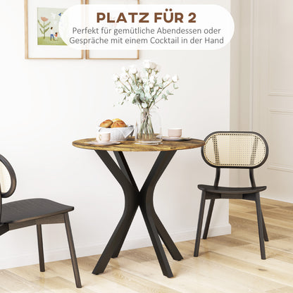 Dining Table 78 x 78 cm Round Kitchen Table for 2 People Dining Table with Spider Steel Frame Coffee Table for Kitchen, Dining Room, and Living Room Rustic Brown