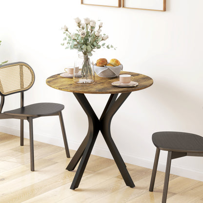 Dining Table 78 x 78 cm Round Kitchen Table for 2 People Dining Table with Spider Steel Frame Coffee Table for Kitchen, Dining Room, and Living Room Rustic Brown