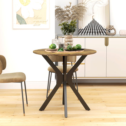 Dining Table 78 x 78 cm Round Kitchen Table for 2 People Dining Table with Spider Steel Frame Coffee Table for Kitchen, Dining Room, and Living Room Rustic Brown
