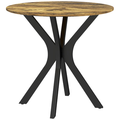 Dining Table 78 x 78 cm Round Kitchen Table for 2 People Dining Table with Spider Steel Frame Coffee Table for Kitchen, Dining Room, and Living Room Rustic Brown