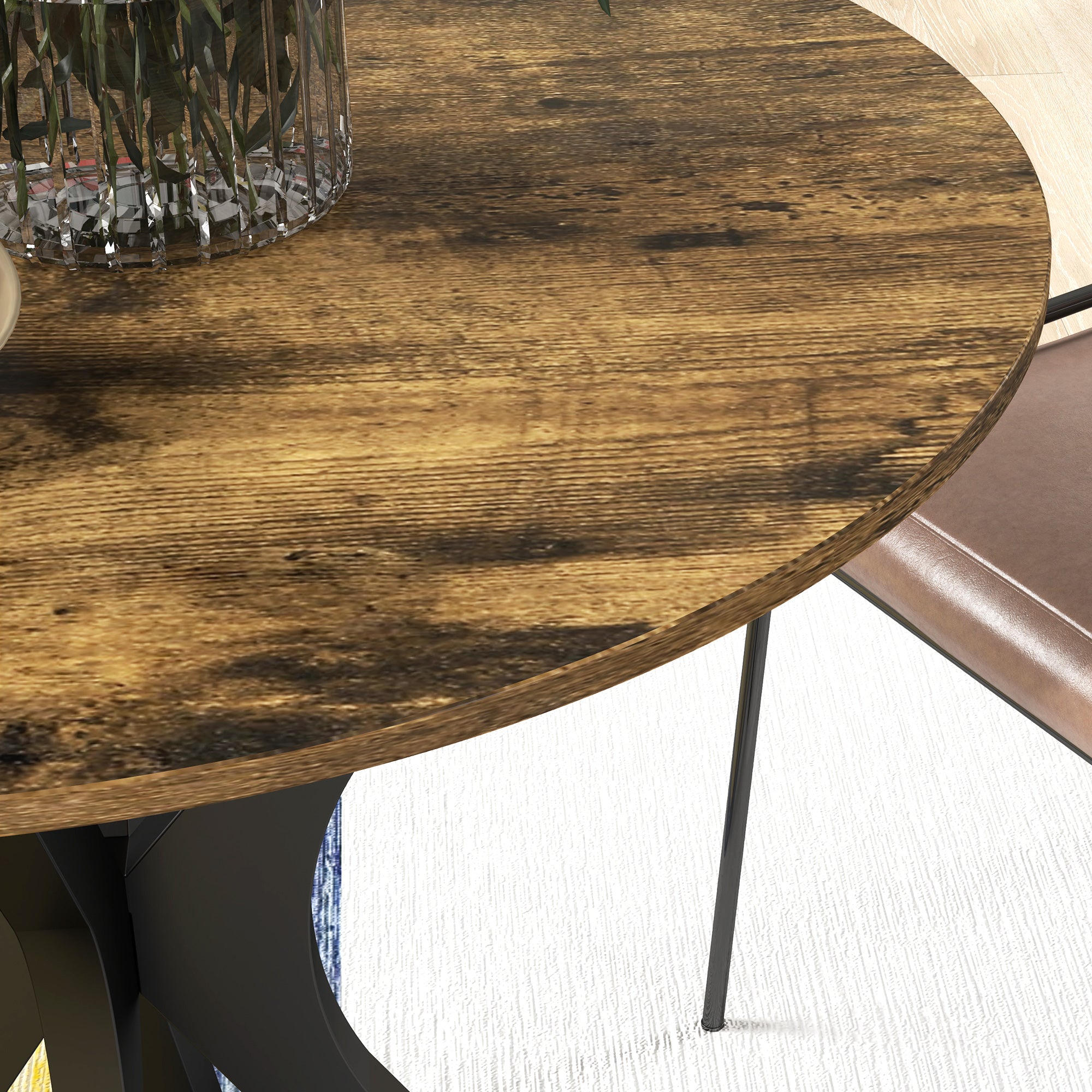 Dining Table 78 x 78 cm Round Kitchen Table for 2 People Dining Table with Spider Steel Frame Coffee Table for Kitchen, Dining Room, and Living Room Rustic Brown