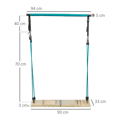 SPORTNOW Pilates Bar Kit with 6 Resistance Bands and Adjustable Inclined Board, Pilates Workout Equipment for Home, Blue