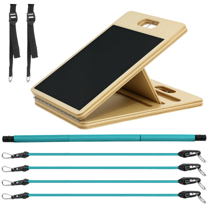 SPORTNOW Pilates Bar Kit with 6 Resistance Bands and Adjustable Inclined Board, Pilates Workout Equipment for Home, Blue