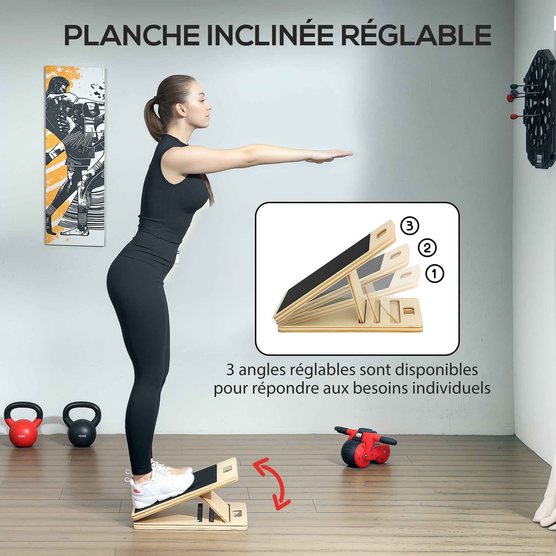 SPORTNOW Pilates Bar Kit with 6 Resistance Bands and Adjustable Inclined Board, Pilates Workout Equipment for Home, Blue