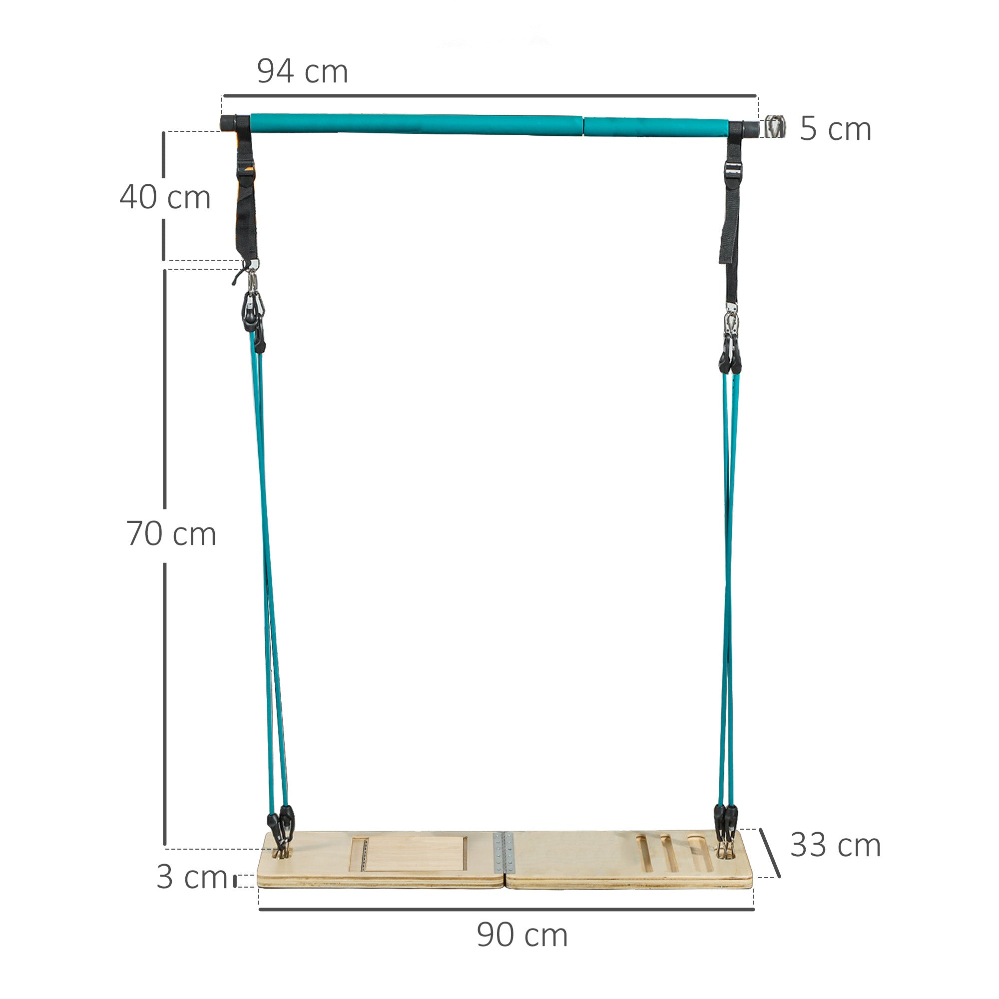 SPORTNOW Pilates Bar Kit with 6 Resistance Bands and Adjustable Inclined Board, Pilates Workout Equipment for Home, Blue