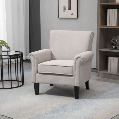 Upholstered Lounge Armchair Fabric Recliner with Armrests Removable and Washable Seat Wooden Legs for Modern Style Bedroom Load 150 kg 79x78x87 cm Gray