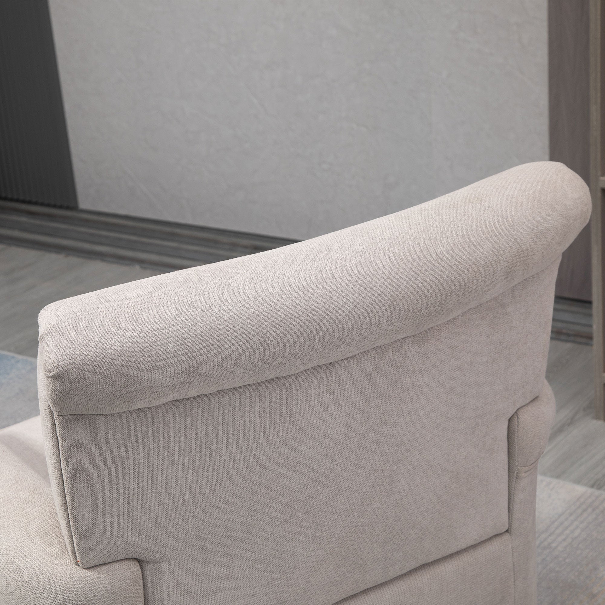 Upholstered Lounge Armchair Fabric Recliner with Armrests Removable and Washable Seat Wooden Legs for Modern Style Bedroom Load 150 kg 79x78x87 cm Gray