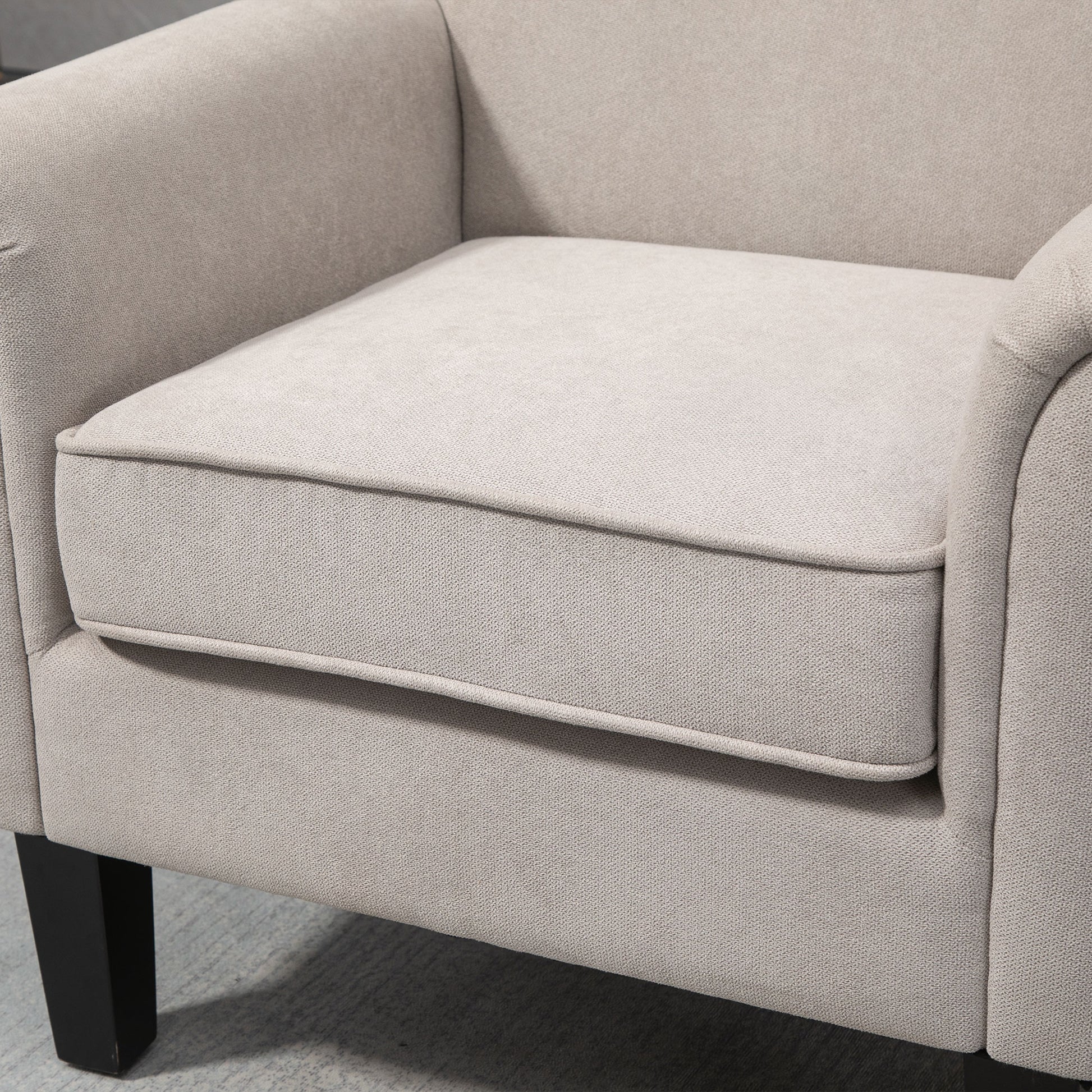 Upholstered Lounge Armchair Fabric Recliner with Armrests Removable and Washable Seat Wooden Legs for Modern Style Bedroom Load 150 kg 79x78x87 cm Gray