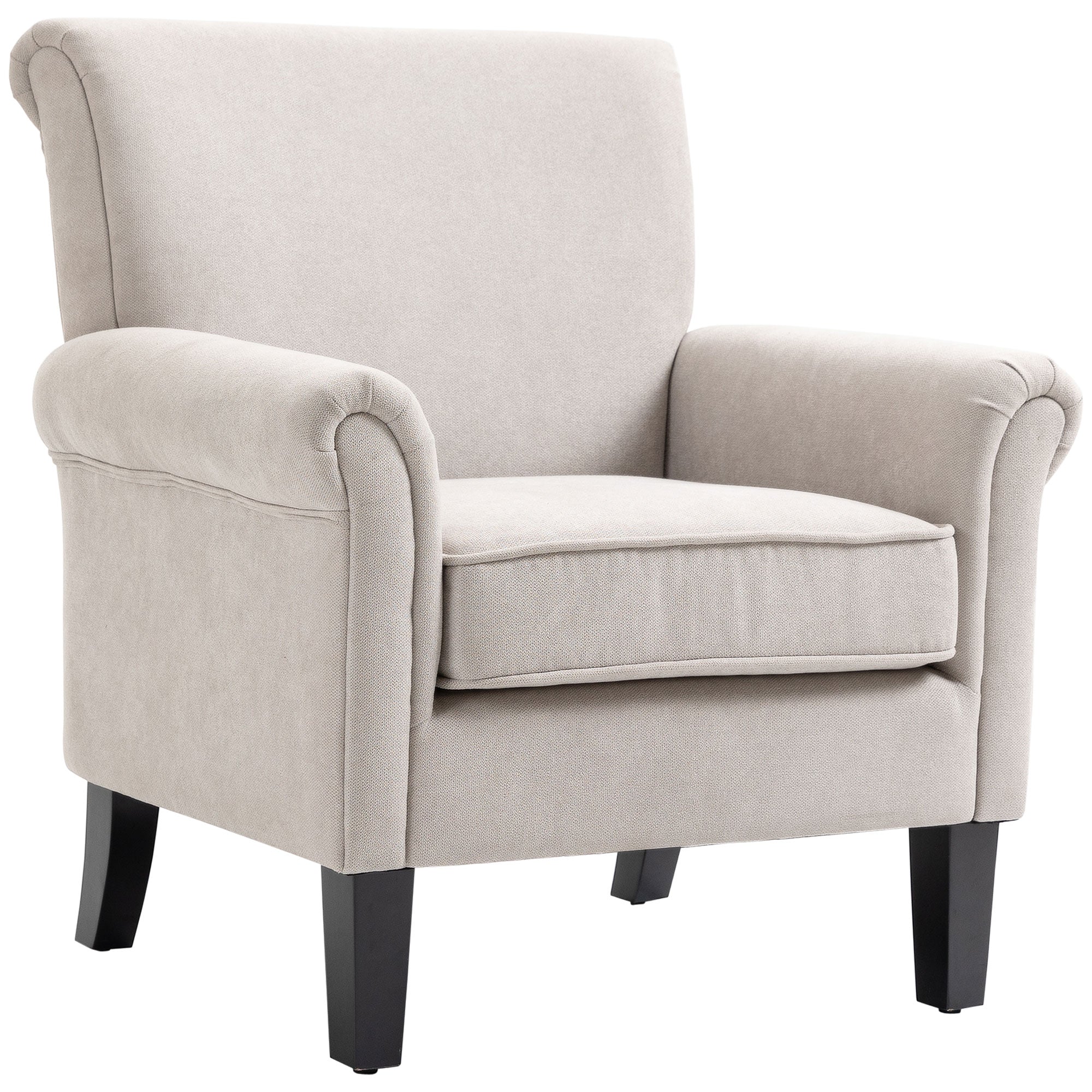 Upholstered Lounge Armchair Fabric Recliner with Armrests Removable and Washable Seat Wooden Legs for Modern Style Bedroom Load 150 kg 79x78x87 cm Gray