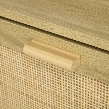 Entryway Shoe Storage Cabinet Bohemian Style Shoe Cabinet for 18 Pairs of Shoes with 2 Folding Drawers and 1 Open Shelf Narrow Shoe Cabinet for Hallway Entryway 80x24.5x110 cm Oak