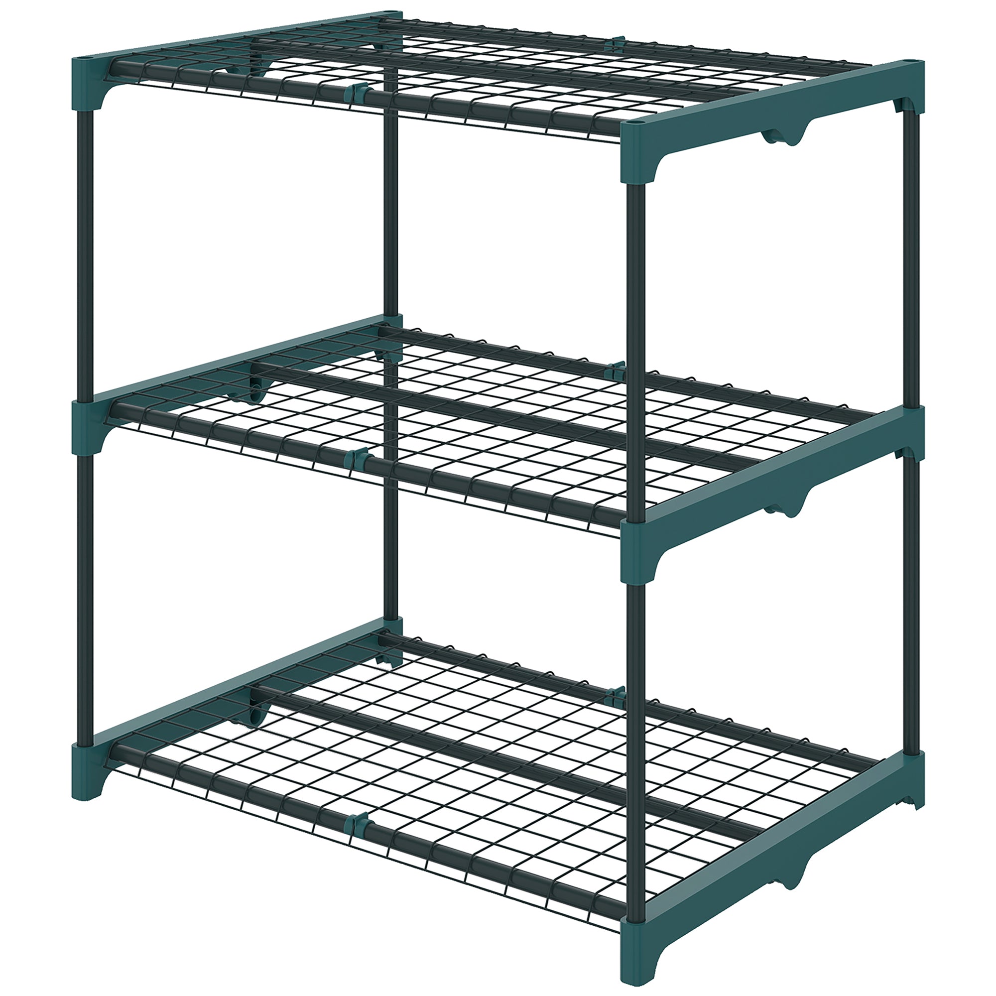 3-Tier Plant Stand, 72 cm (28.3 in) High Flower Rack for Indoor & Outdoor, Steel Multi-Level Plant Shelf, Pot Holder for Garden & Balcony, Dark Green