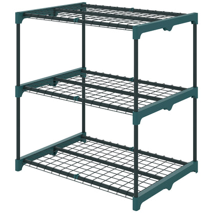 3-Tier Plant Stand, 72 cm (28.3 in) High Flower Rack for Indoor & Outdoor, Steel Multi-Level Plant Shelf, Pot Holder for Garden & Balcony, Dark Green