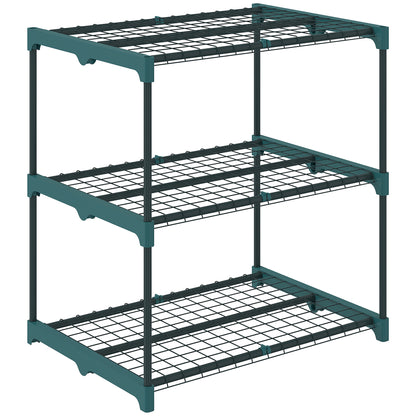 3-Tier Plant Stand, 72 cm (28.3 in) High Flower Rack for Indoor & Outdoor, Steel Multi-Level Plant Shelf, Pot Holder for Garden & Balcony, Dark Green