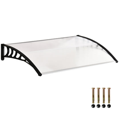 Outsunny Eingangsüberdachung 90 x 150 cm Polycarbonat mit UV-Schutz, schräger Bogen für Sonnenschein- und Regenabwehr im Freien, Weiß