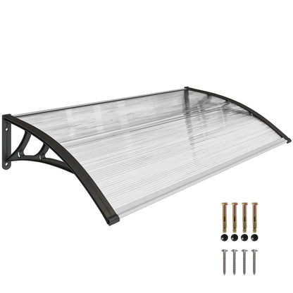 Polycarbonate and Aluminum Canopy for Balconies, Windows, and Doors, Outdoor Awning with PP Support, 110x60x18cm, Transparent
