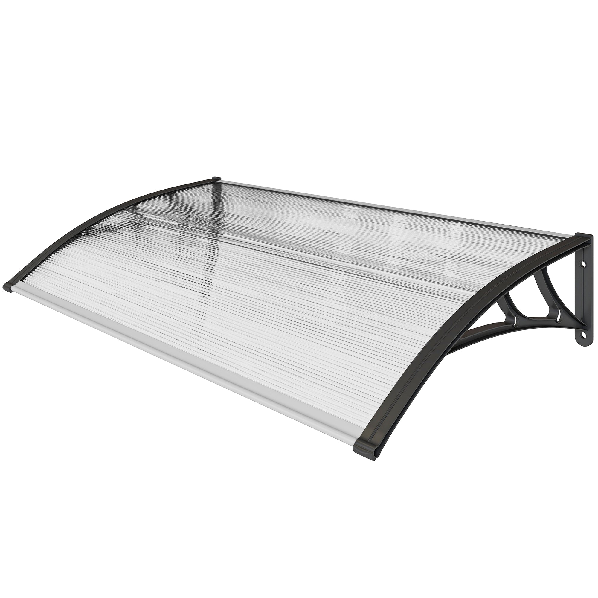 Polycarbonate and Aluminum Canopy for Balconies, Windows, and Doors, Outdoor Awning with PP Support, 110x60x18cm, Transparent