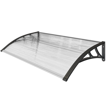 Polycarbonate and Aluminum Canopy for Balconies, Windows, and Doors, Outdoor Awning with PP Support, 110x60x18cm, Transparent
