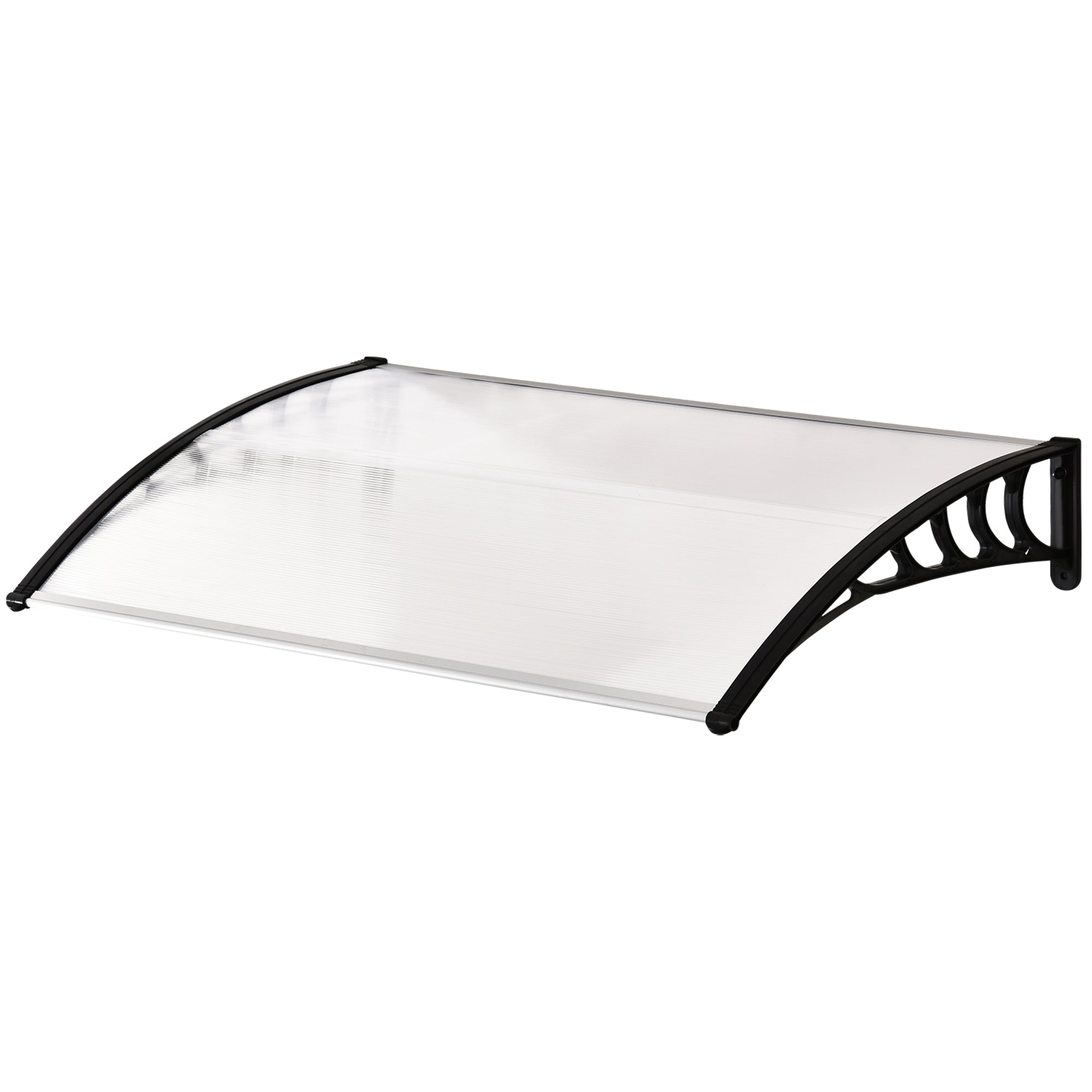 Outsunny Eingangsüberdachung 90 x 150 cm Polycarbonat mit UV-Schutz, schräger Bogen für Sonnenschein- und Regenabwehr im Freien, Weiß