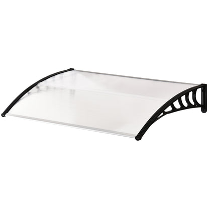 Outsunny Eingangsüberdachung 90 x 150 cm Polycarbonat mit UV-Schutz, schräger Bogen für Sonnenschein- und Regenabwehr im Freien, Weiß