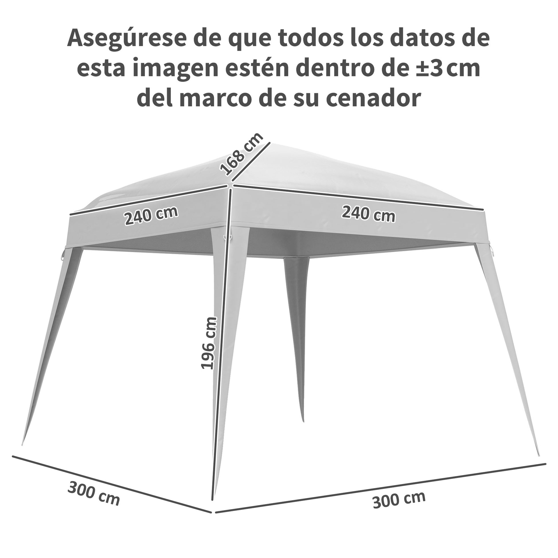 Replacement Pergola Canopy 2.4x2.4m Roof Replacement for Garden Folding Tent with 3x3m Oxford Fabric UPF 50+ Sun Protection Velcro Closures and Hooks CANOPY ONLY White