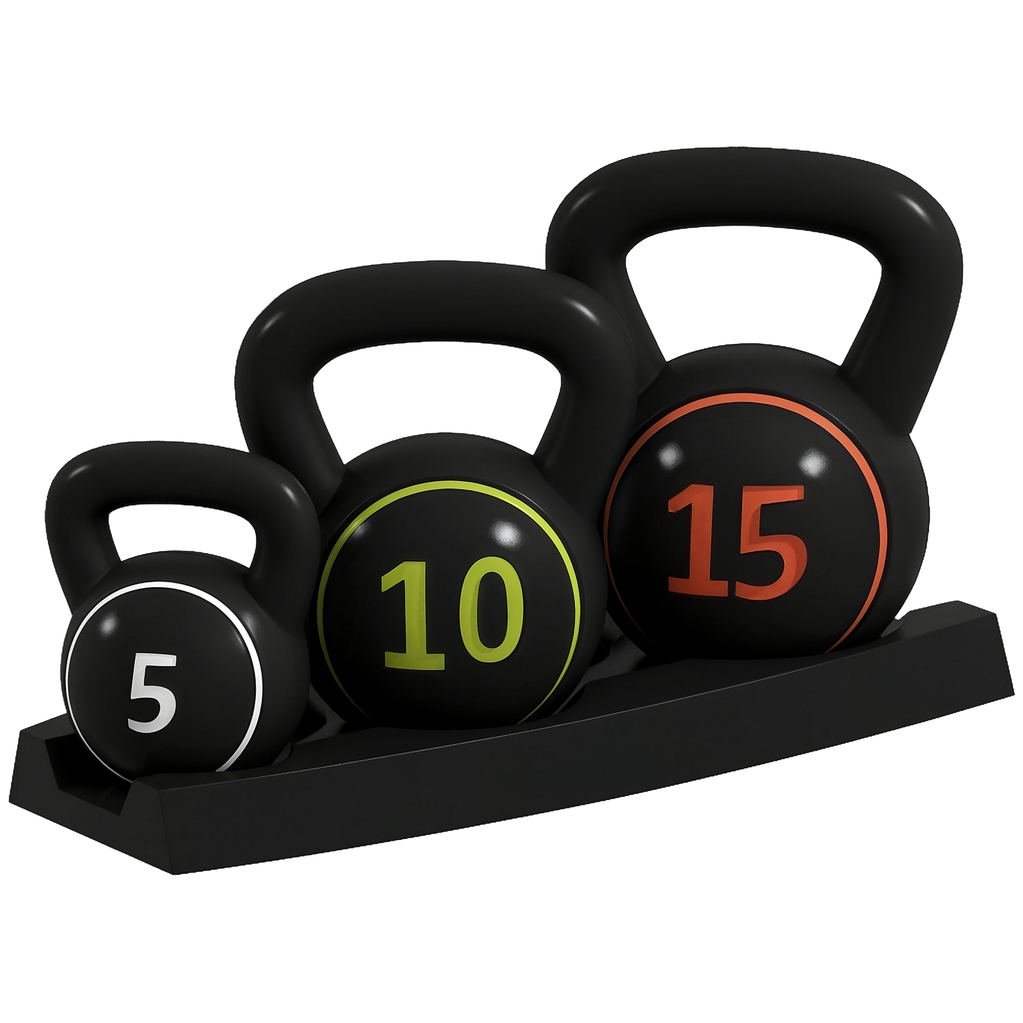 Kettlebell, 2.2kg, 4.5kg, 6.8kg Ball Dumbbell, 3-Piece Ball Weight Set for Gymnastics, Strength Training, Black