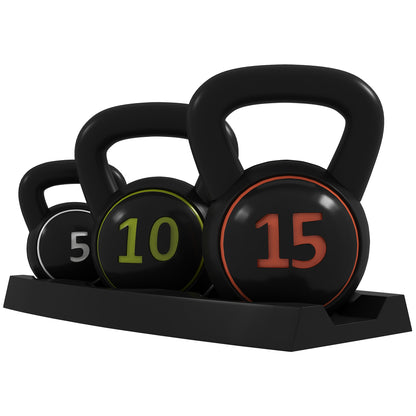 Kettlebell, 2.2kg, 4.5kg, 6.8kg Ball Dumbbell, 3-Piece Ball Weight Set for Gymnastics, Strength Training, Black