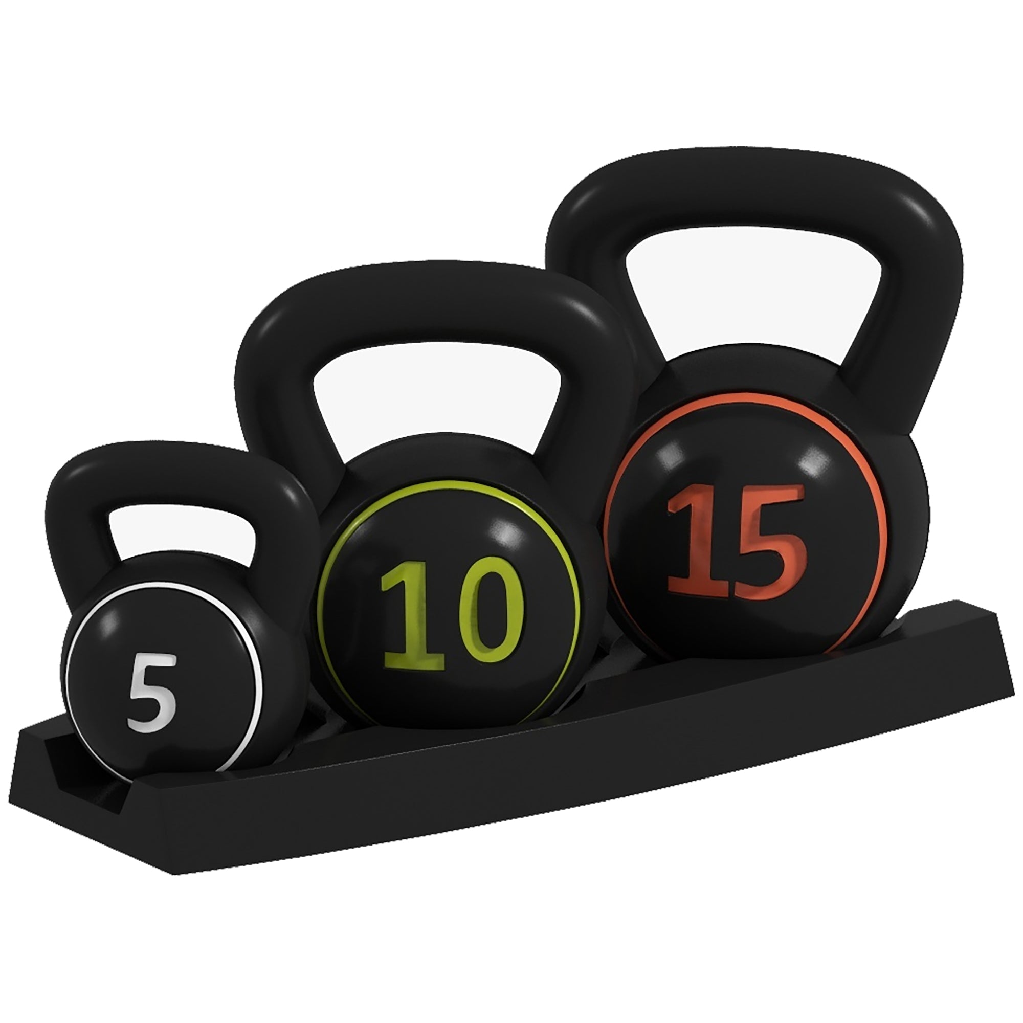 Kettlebell, 2.2kg, 4.5kg, 6.8kg Ball Dumbbell, 3-Piece Ball Weight Set for Gymnastics, Strength Training, Black