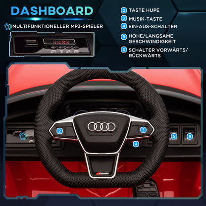 Kids Electric Car 12V Children's Vehicle with 2.4 GHz Remote Control, 2 Motors, Kids Car with 4 Sprung Wheels, Horn, Headlights, Music, Soft Start, Training Wheel, for 3-5 Years, Red