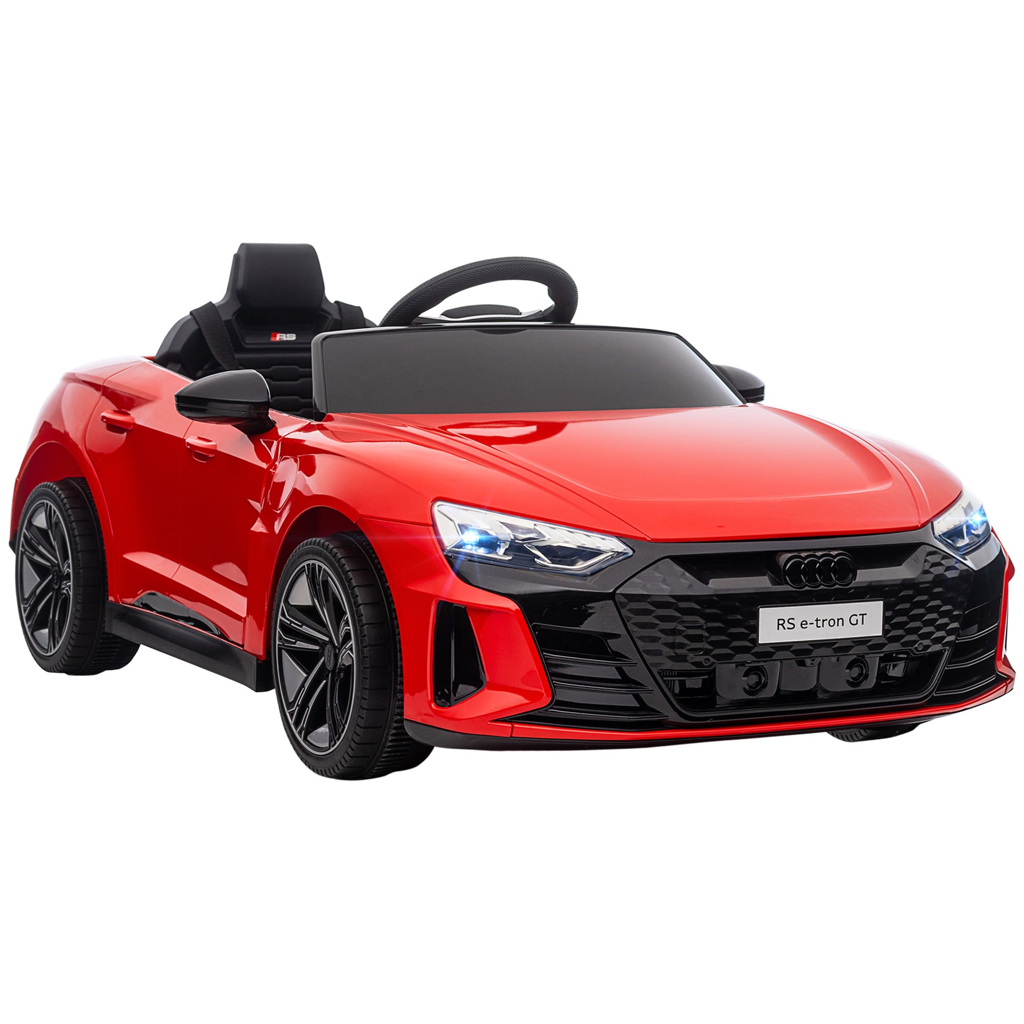 Kids Electric Car 12V Children's Vehicle with 2.4 GHz Remote Control, 2 Motors, Kids Car with 4 Sprung Wheels, Horn, Headlights, Music, Soft Start, Training Wheel, for 3-5 Years, Red
