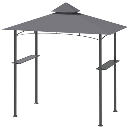 Grill Pavilion Garden Tent Grill Gazebo Balcony Pavilion with Shelves Flame-Retardant Double Roof Gray 245 x 148 x 252 cm