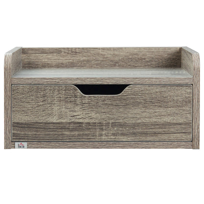 Set of 2 Wall-Mounted Bedside Tables Floating Nightstands - Sliding Drawer, Shelf - in Particle Board Dim. 40W x 30D x 19.5H cm Gray